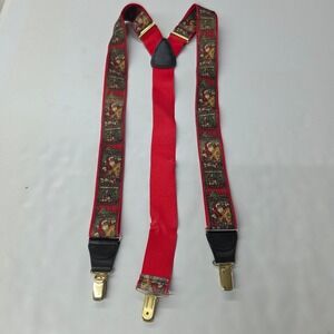 SuspenderStore Christmas Suspenders Mens OS Red Santa Claus Y-Back Clip-On 1.5"